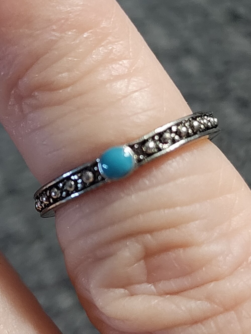 Silvertone Blue Faux Turquoise Accent Toe Ring